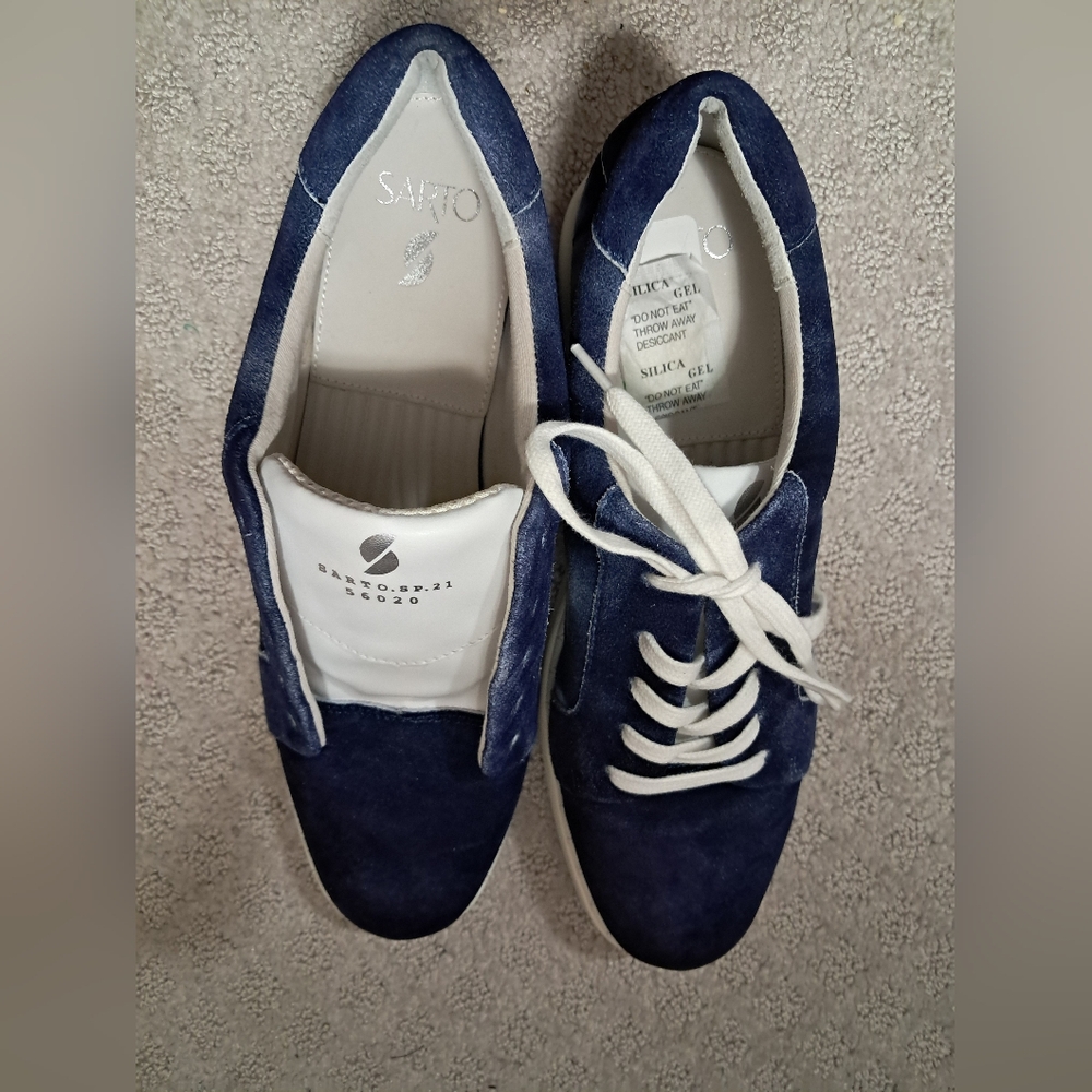Franco Sarto Size 11 Blue Suede Men's Shoes Sneakers Like New